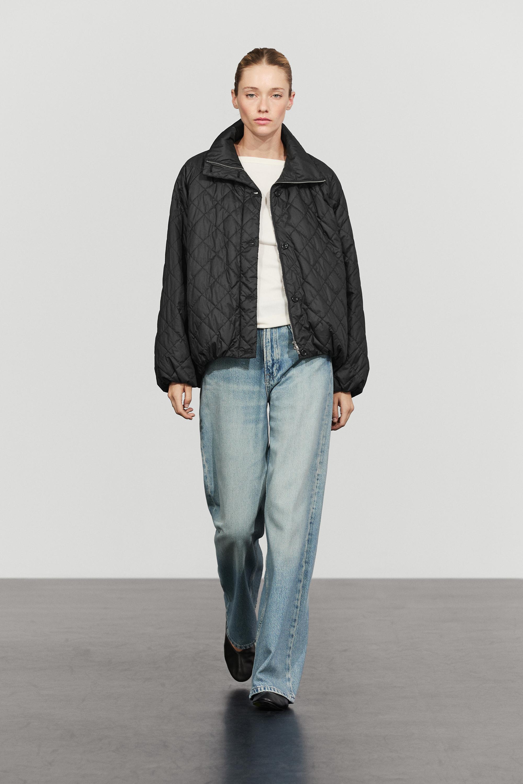 High neck quilted bomber jacket